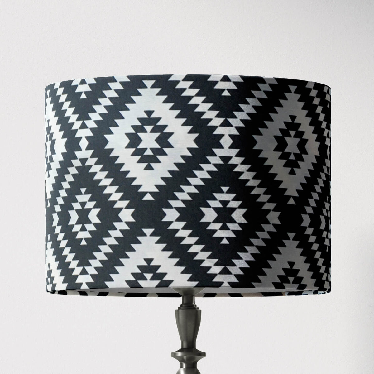 Black and white native american tribal pattern lampshade.