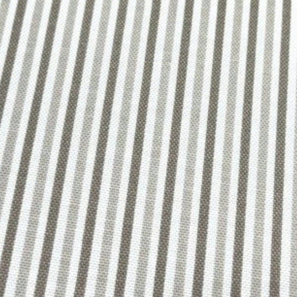 Light brown beige and white thin stripe cotton canvas fabric for upholstery curtain soft furnishing and home decor crafts.