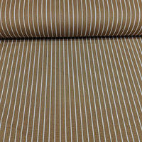 Roll of brown pinstripe cotton upholstery fabric