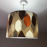 Retro Lampshade, Beige Orange Lamp Shade, Scandi Brown Handmade Lampshade