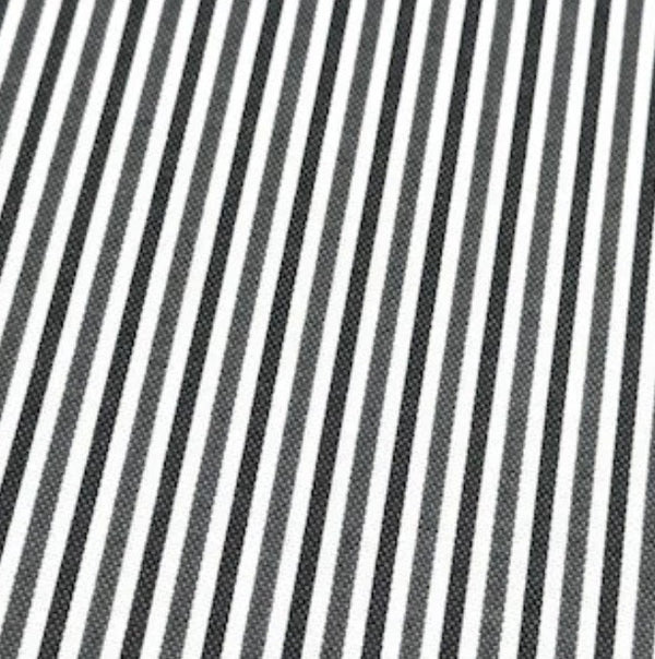 Dark grey charcoal and white thin stripe cotton canvas fabric for upholstery curtain soft furnishing and home decor.
