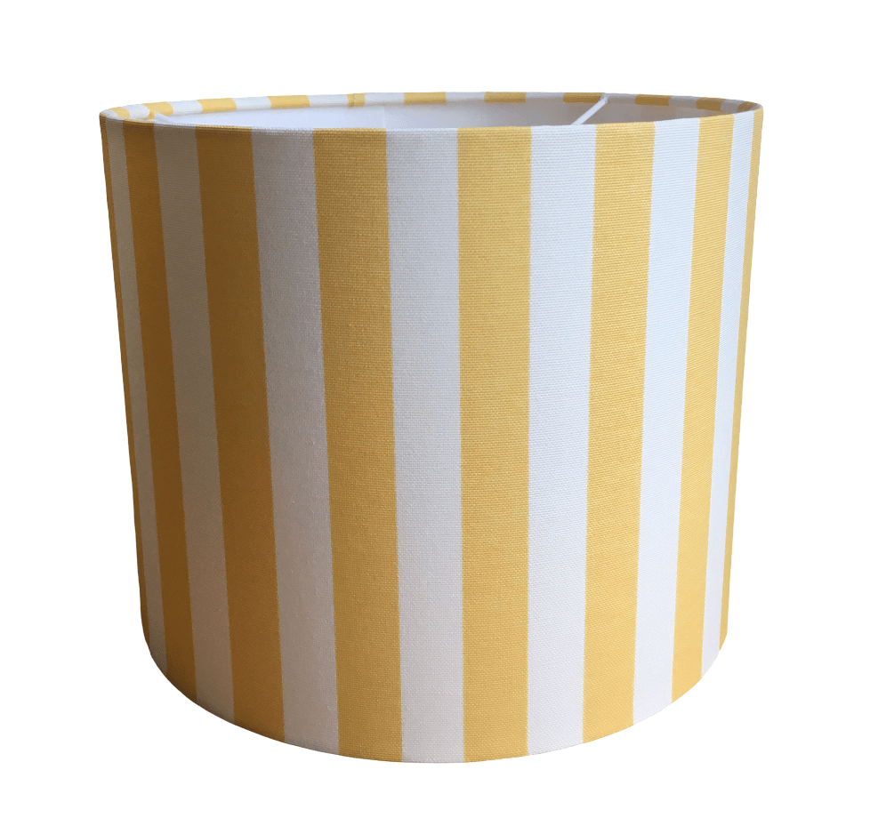 Cotton fabric handmade yellow and white stripe patterned lampshade.
