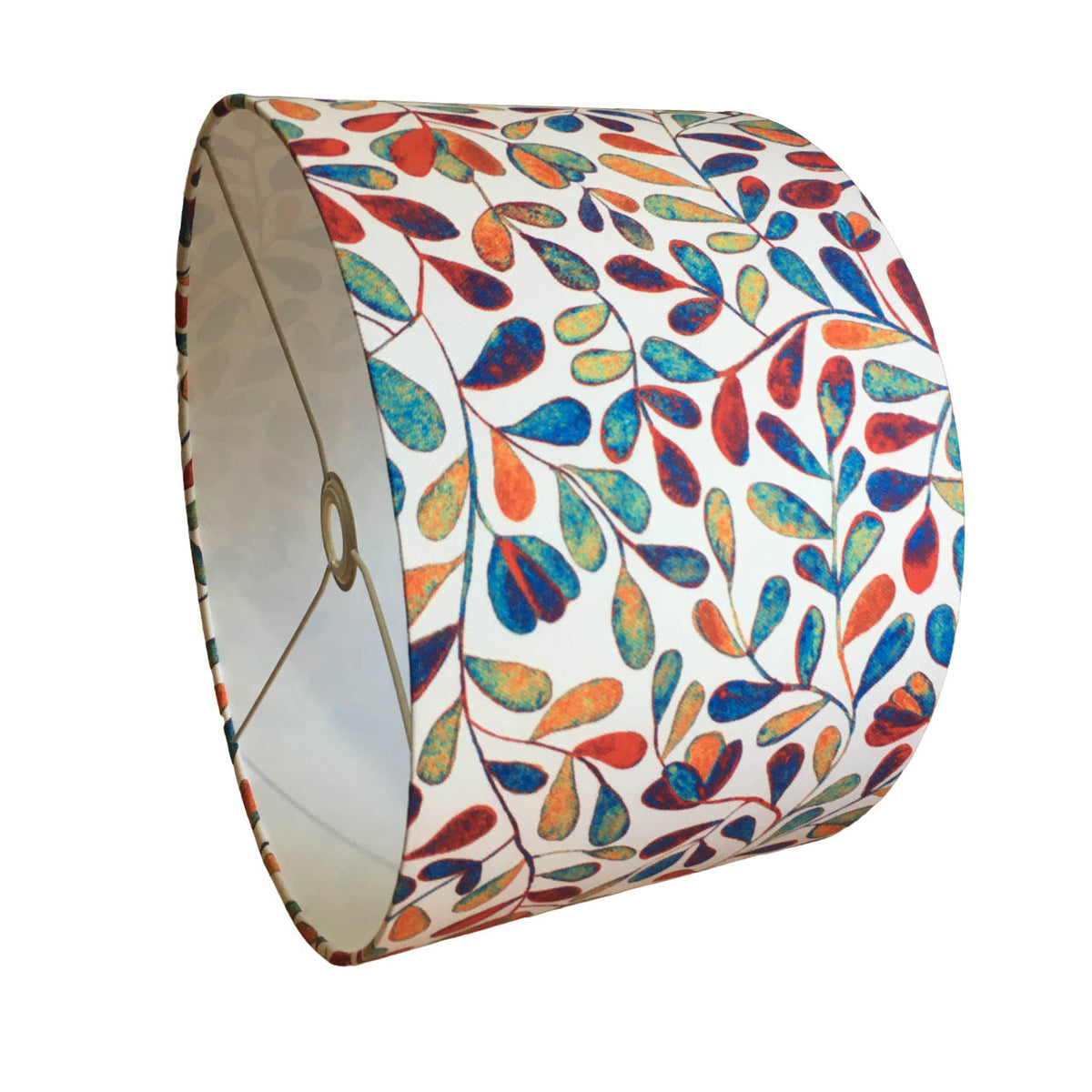 Multi Coloured Lampshade, Watercolour Leaf Print Boho Drum Lamp Shade