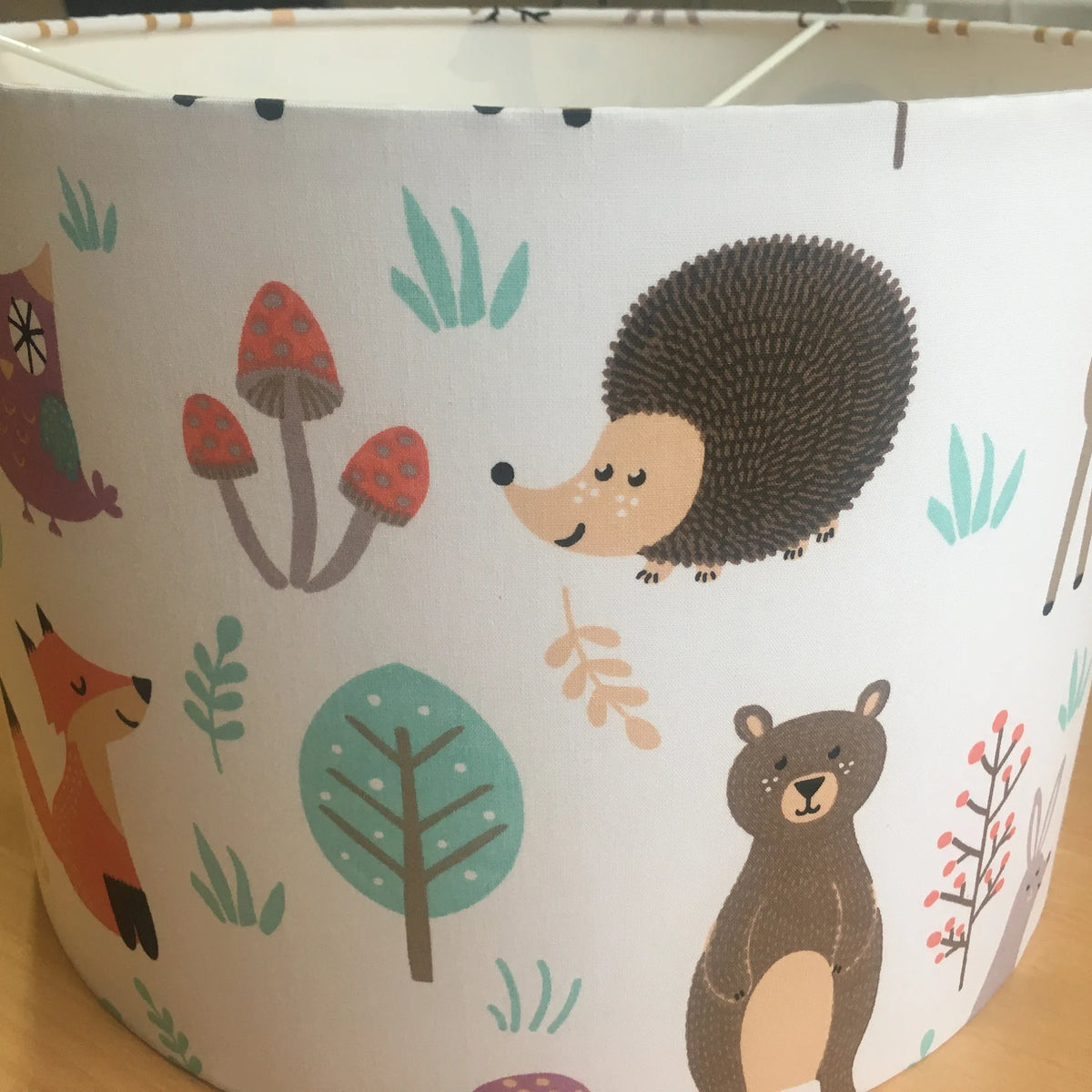 Animal print lampshade for nursery and baby room.