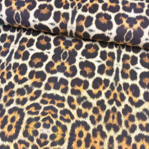 Leopard animal print cotton canvas upholstery curtain fabric.