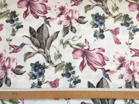 Lily Flower Fabric, Hummingbird Fabric, Floral Upholstery Curtain Fabric