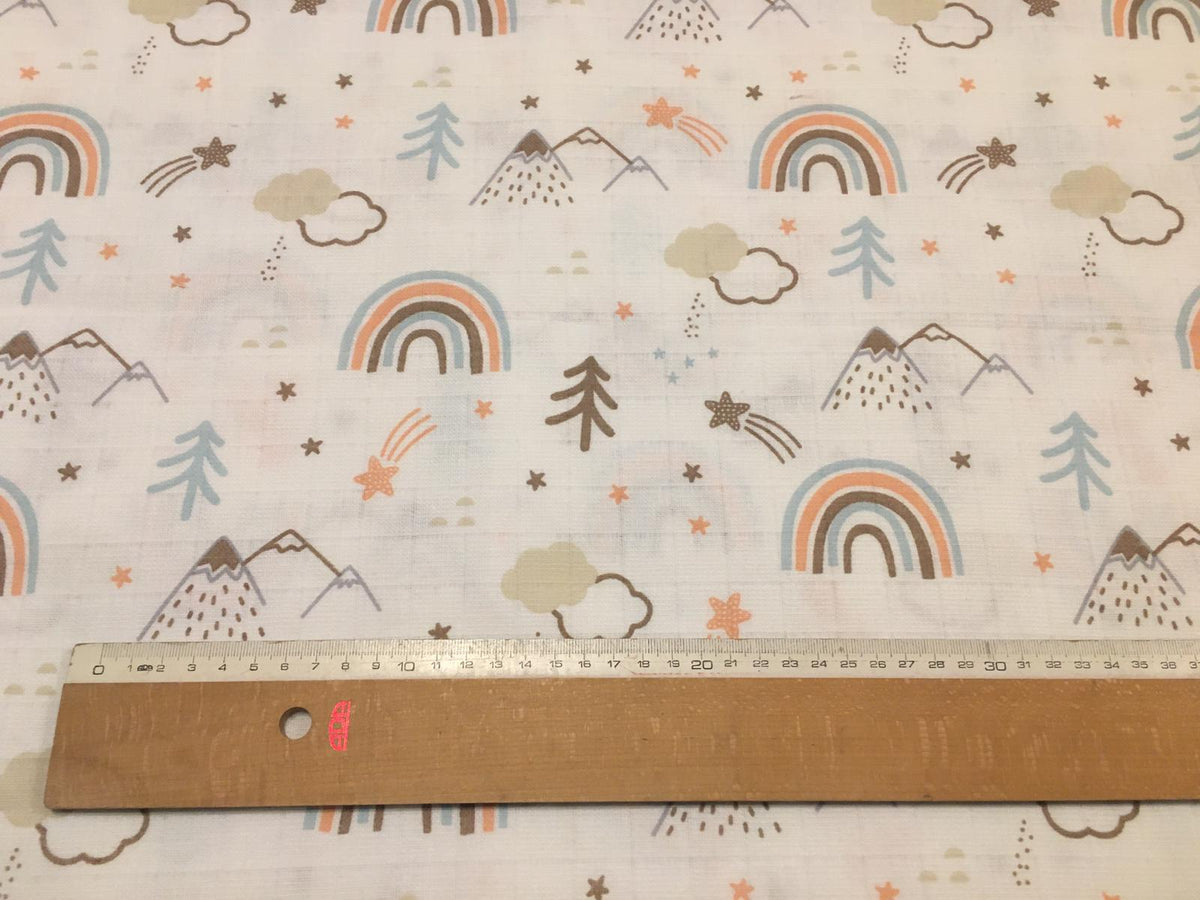 Pastel Rainbow Fabric, Baby Muslin Fabric, Cotton Double Gauze Fabric