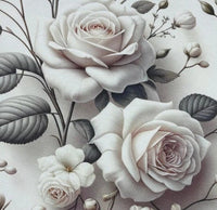 Rose Upholstery Fabric, Ivory White Floral Vintage Curtain Fabric