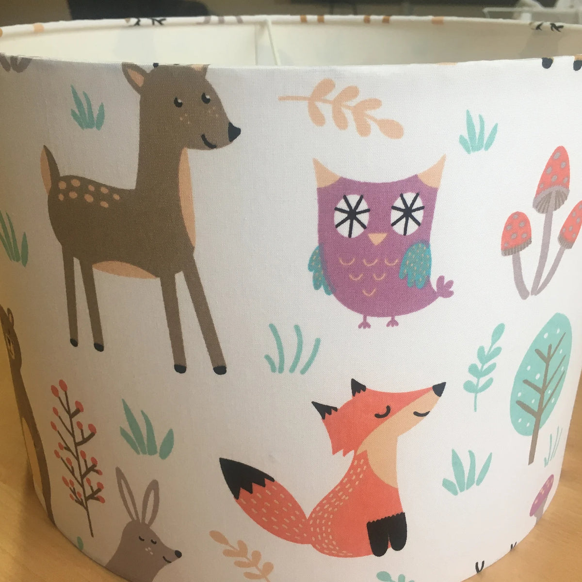 Colourful kids animal print lampshade.