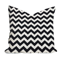 Black White Zig Zag Cushion, Chevron Pillow Cover, Cotton Canvas Throw