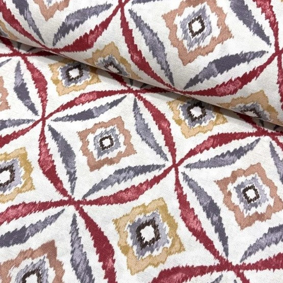Colourful moroccan marrakesh ethnic pattern cotton curtain upholstery fabric.
