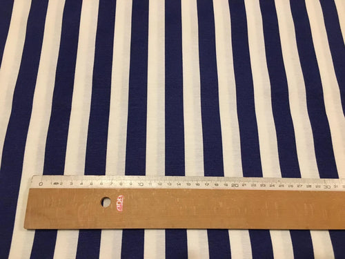 Navy White Stripe Fabric, Royal Blue Marine Cotton Upholstery Fabric