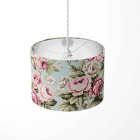 Floral Lampshade, Pink Rose Handmade Lamp Shade, Drum Country Flower Lampshade