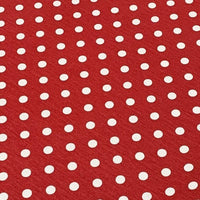 Red and white spot patterned cotton canvas upholstery, curtain and home decor fabric.