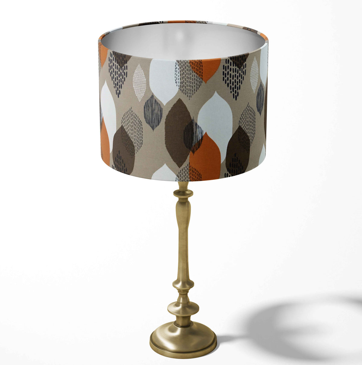 Retro Lampshade, Beige Orange Lamp Shade, Scandi Brown Handmade Lampshade
