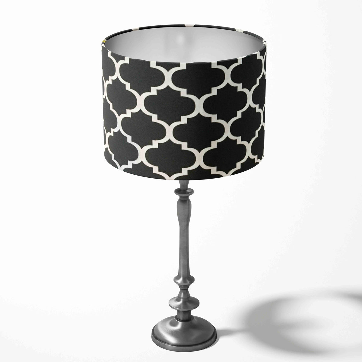 Black and White Geometric Lampshade, Moroccan Trellis Monochrome Lamp Shade
