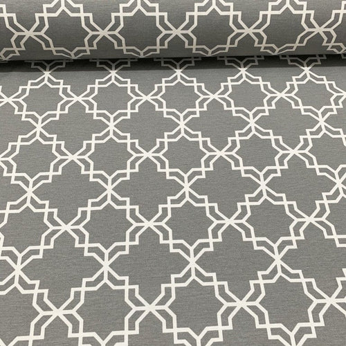 Black and White Geometric Fabric, Lattice Fabric, Cotton Canvas Upholstery Fabric