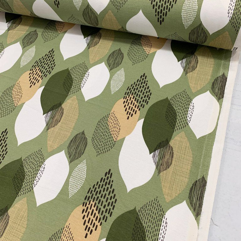 green abstract leaves fabric