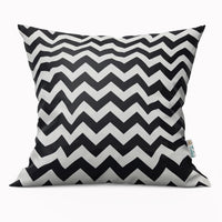 Black White Zig Zag Cushion, Chevron Pillow Cover, Cotton Canvas Throw