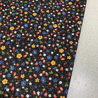 Black Floral Fabric, Retro Flower Fabric, Cotton Small Print Fabric