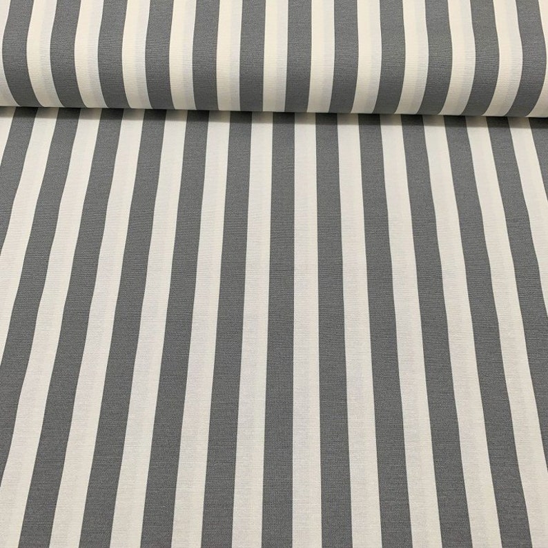 Grey and White Upholstery Fabric, Stripe Canvas Fabric