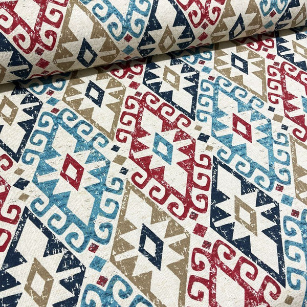 Geometric Upholstery Fabric, Yellow Grey Fabric, Southwestern Traditional Fabric