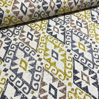 Geometric Upholstery Fabric, Yellow Grey Fabric, Southwestern Traditional Fabric