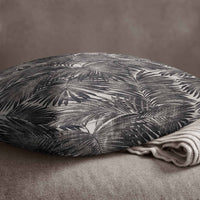Black and White Tropical Cushion, Palm Leaves Outdoor Pillow Cover