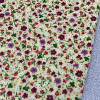 Yellow Floral Cotton Fabric, Small Flower Print Fabric, Dress Fabric