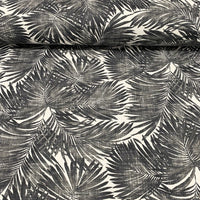 Black palm leaves fabric for upholstery and curtain projects.