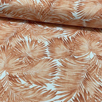 Brick red palm leaves fabric for upholstery and curtain projects.